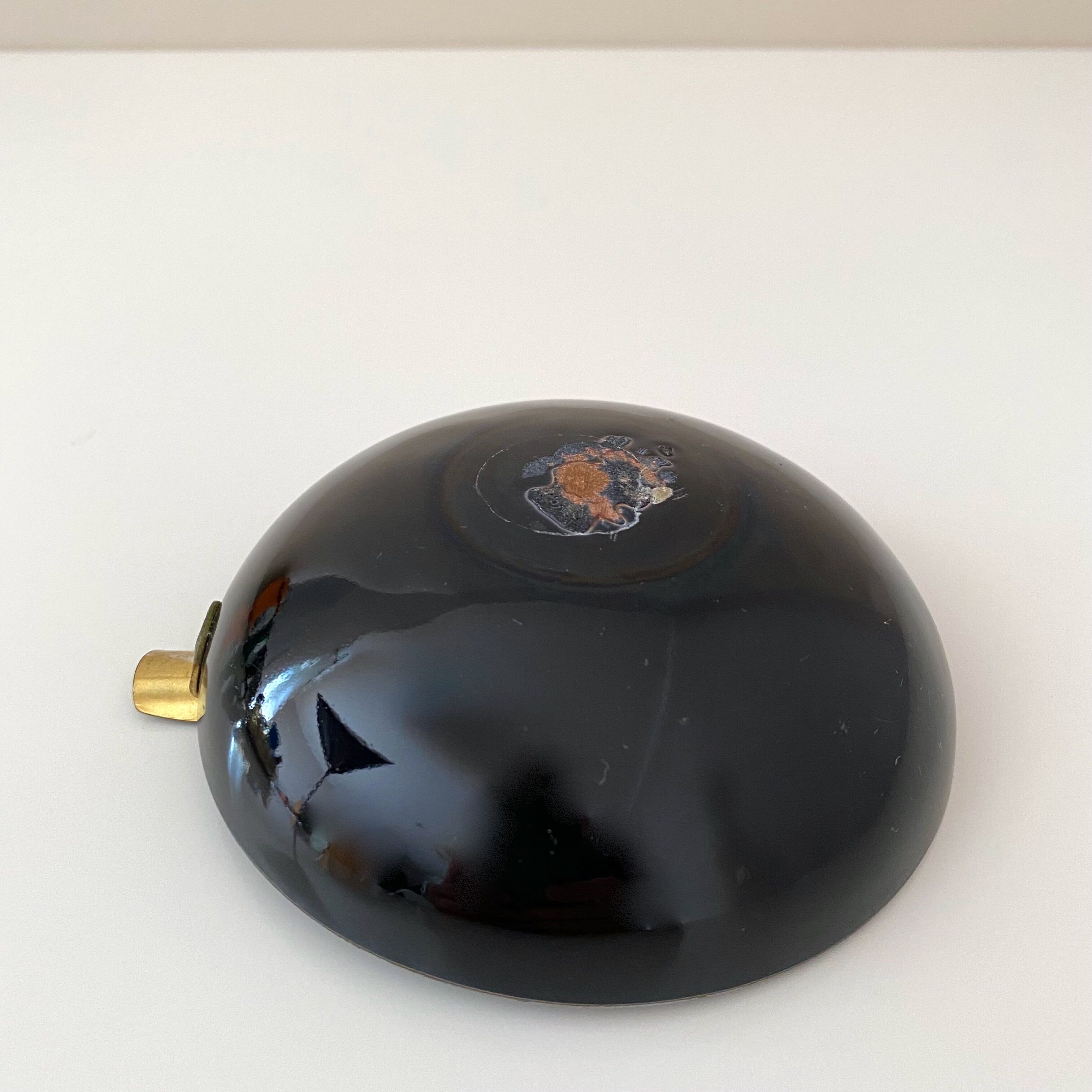 Enameled ashtray, vintage enamel bowl, mid century bar accessories.