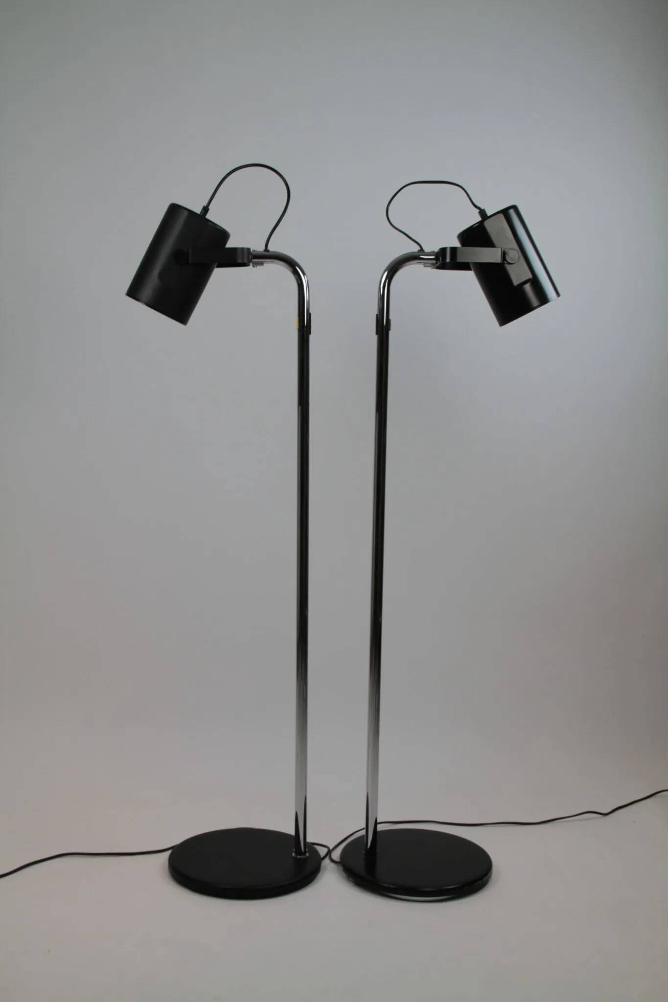 Pair of Black and Chrome “Orion” Floor Lamps by Per Sundstedt for Ateljé Lyktan, Sweden, 1960s