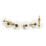 70s set of 6 coat hooks made of brass and plexiglass Vereinigte Werkstätten