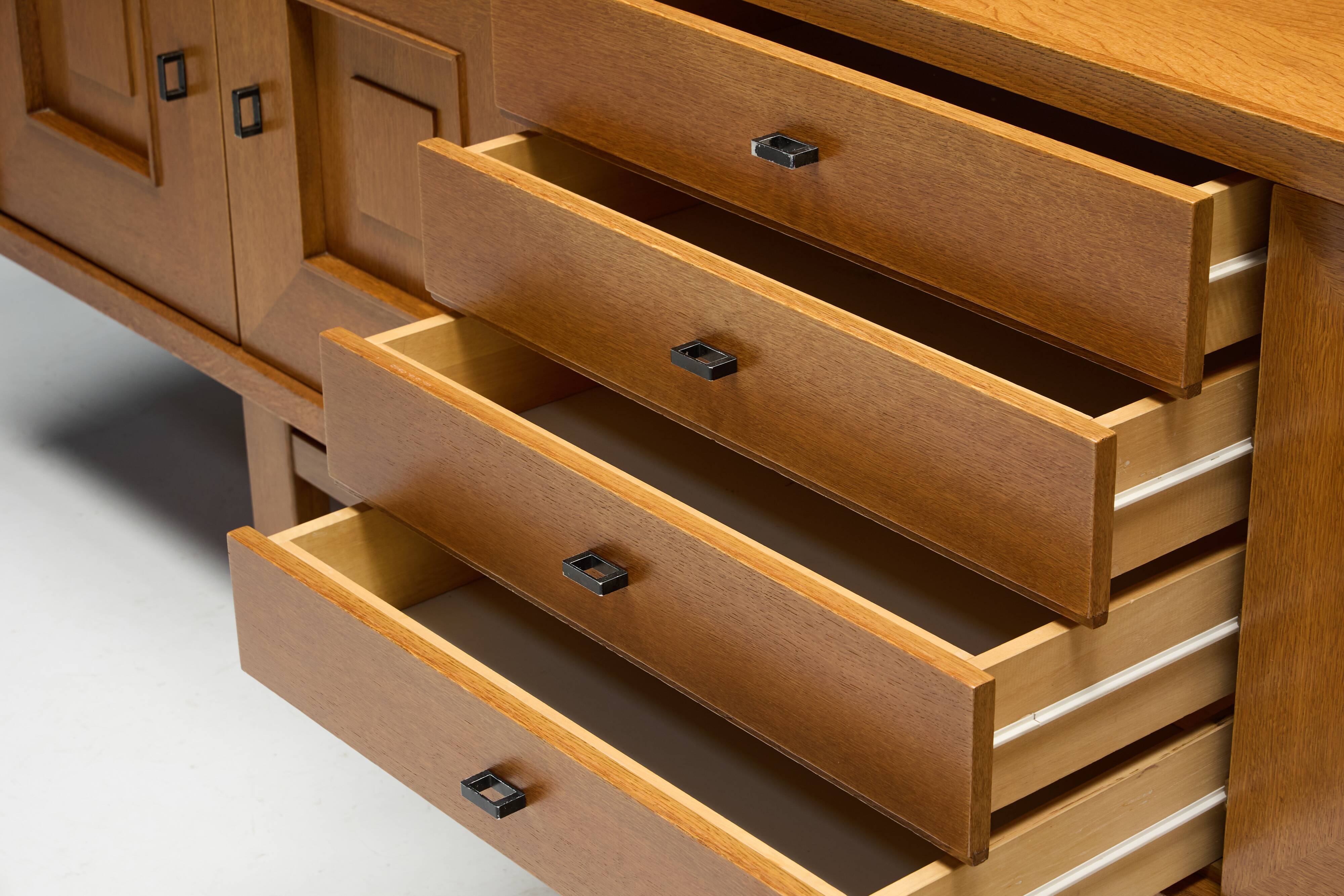Brutalist Oak Buffet, Belgium, 1960s
