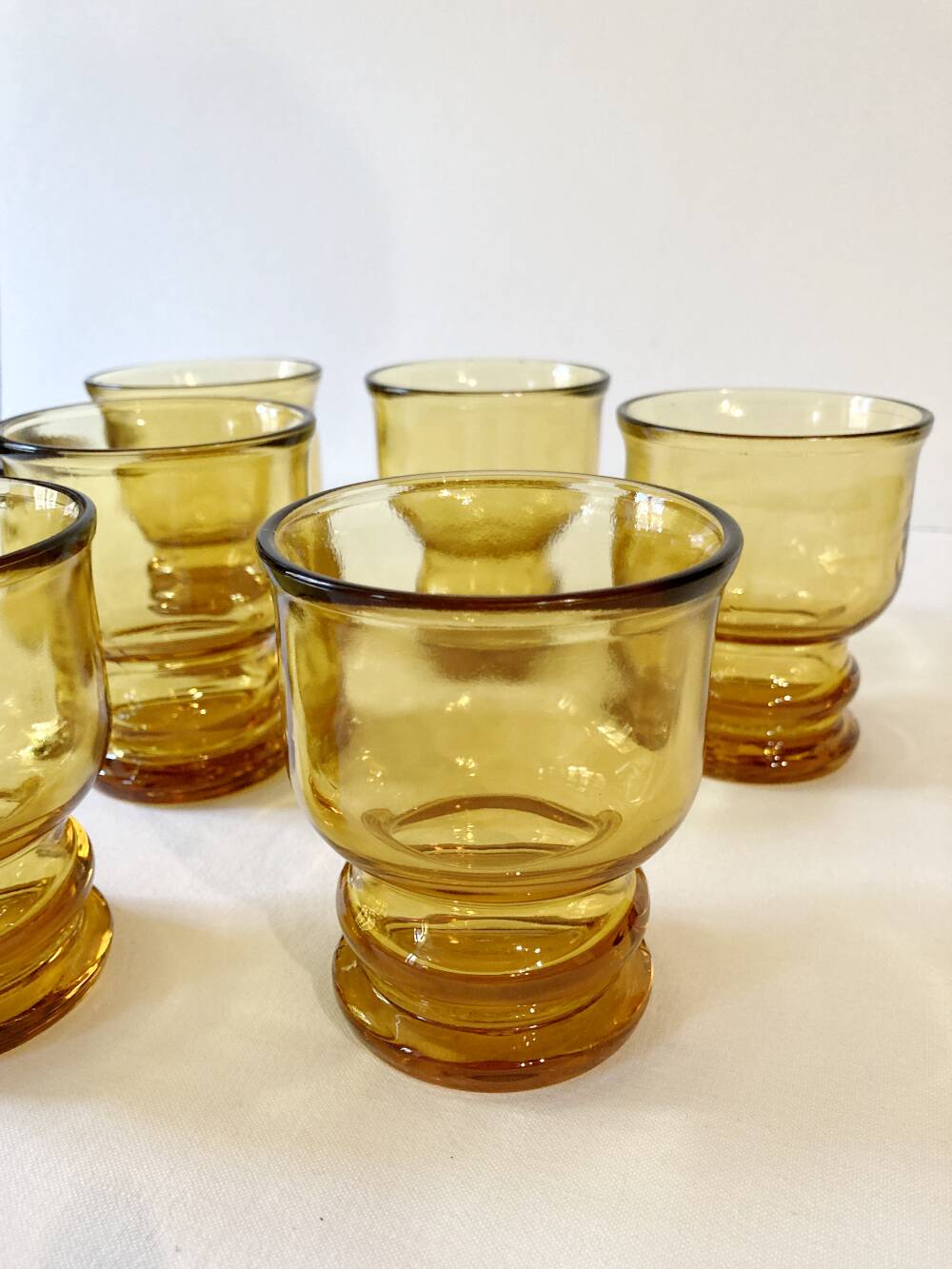 6 Pernod SA amber glass glasses