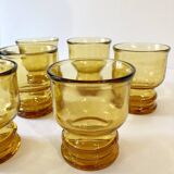 6 Pernod SA amber glass glasses
