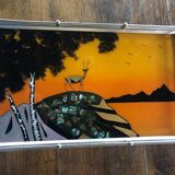 Art Deco tray in reverse painted glass