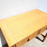 Desk 2 drawers vintage rattan
