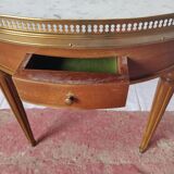 Table bouillote style louis XVI cherry top marble 2 drawers