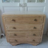 Vintage oak chest of drawers, a travertine plate laid for tray.