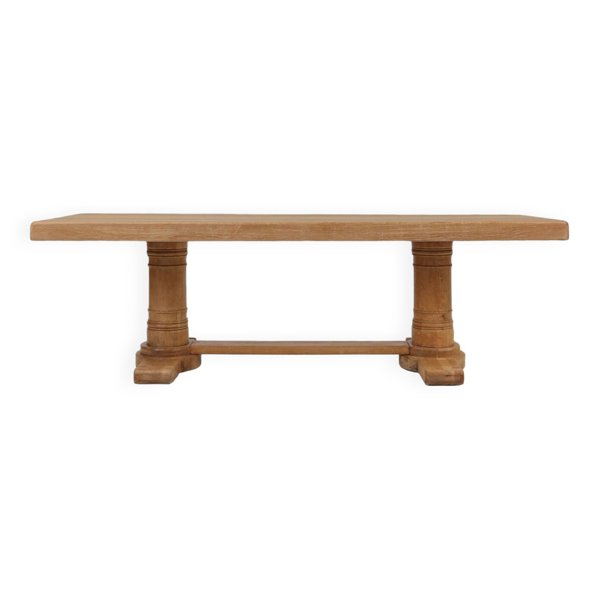 Rustic mid-century French dining table in oak from the 1950s