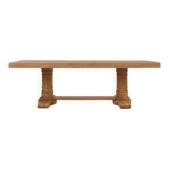 Rustic mid-century French dining table in oak from the 1950s