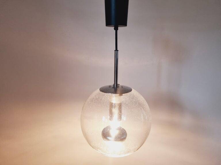 Midcentury Bubble Glass Globe Pendant by Glashütte Limburg, Germany, 1970s