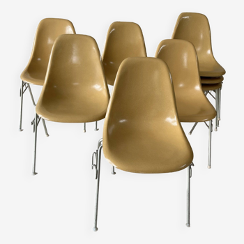 DSS fiberglass stacking chairs by Ray and Charles Eames for Herman Miller