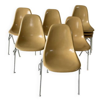DSS fiberglass stacking chairs by Ray and Charles Eames for Herman Miller
