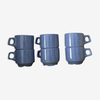 Coffee cups in speckled blue sandstone