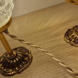 Duo lamps chiseled glass antique bronze base