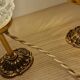 Duo lamps chiseled glass antique bronze base