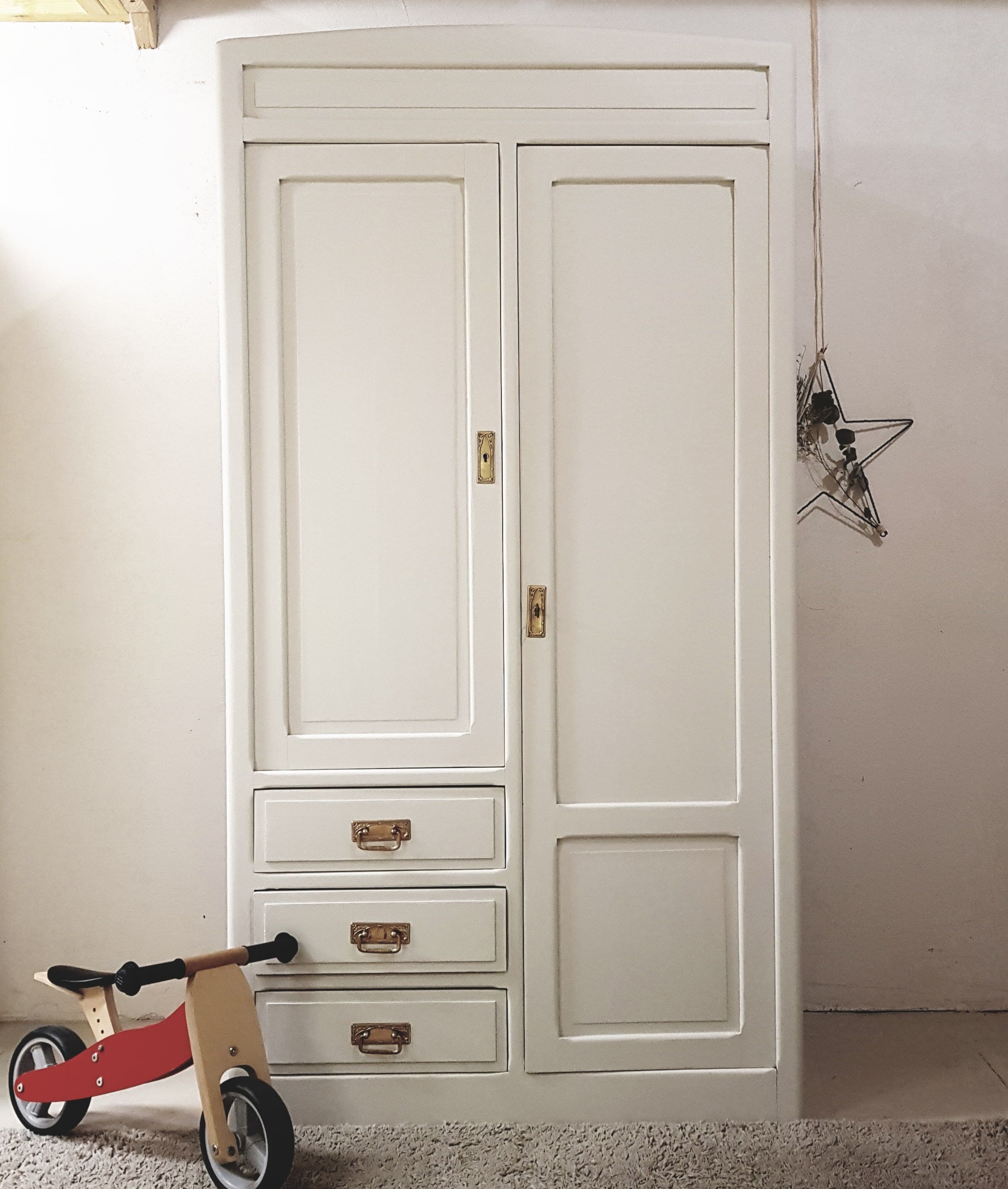 Armoire lingère et penderie 2 portes 3 tiroirs