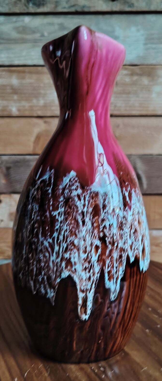 Vintage smooth enamelled ceramic pitcher / carafe from Vallauris – Bi-decor.