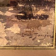Louis Tauzin (1842-1915), “Landscape at the river” watercolor signed and framed