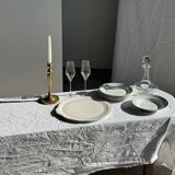 Set of 8 antique turquoise deep plates with a gold rim D22.5