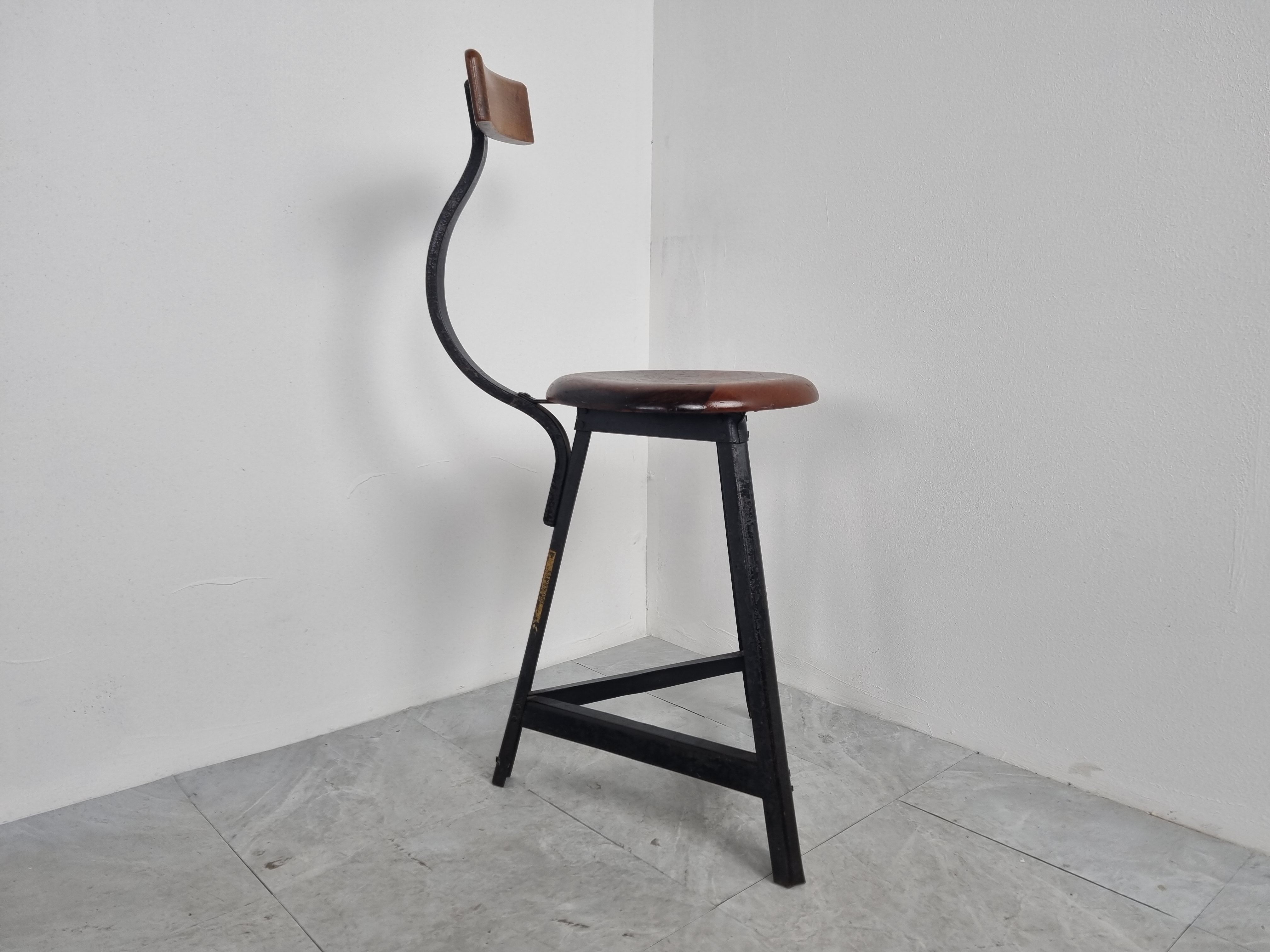 Vintage industrial stool, 1950s