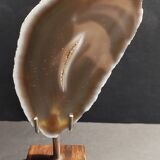 Mineralogy agate slice on base
