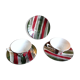 Tasses et soucoupes polychromes Sarreguemines décor Feria, vintage années 30-50