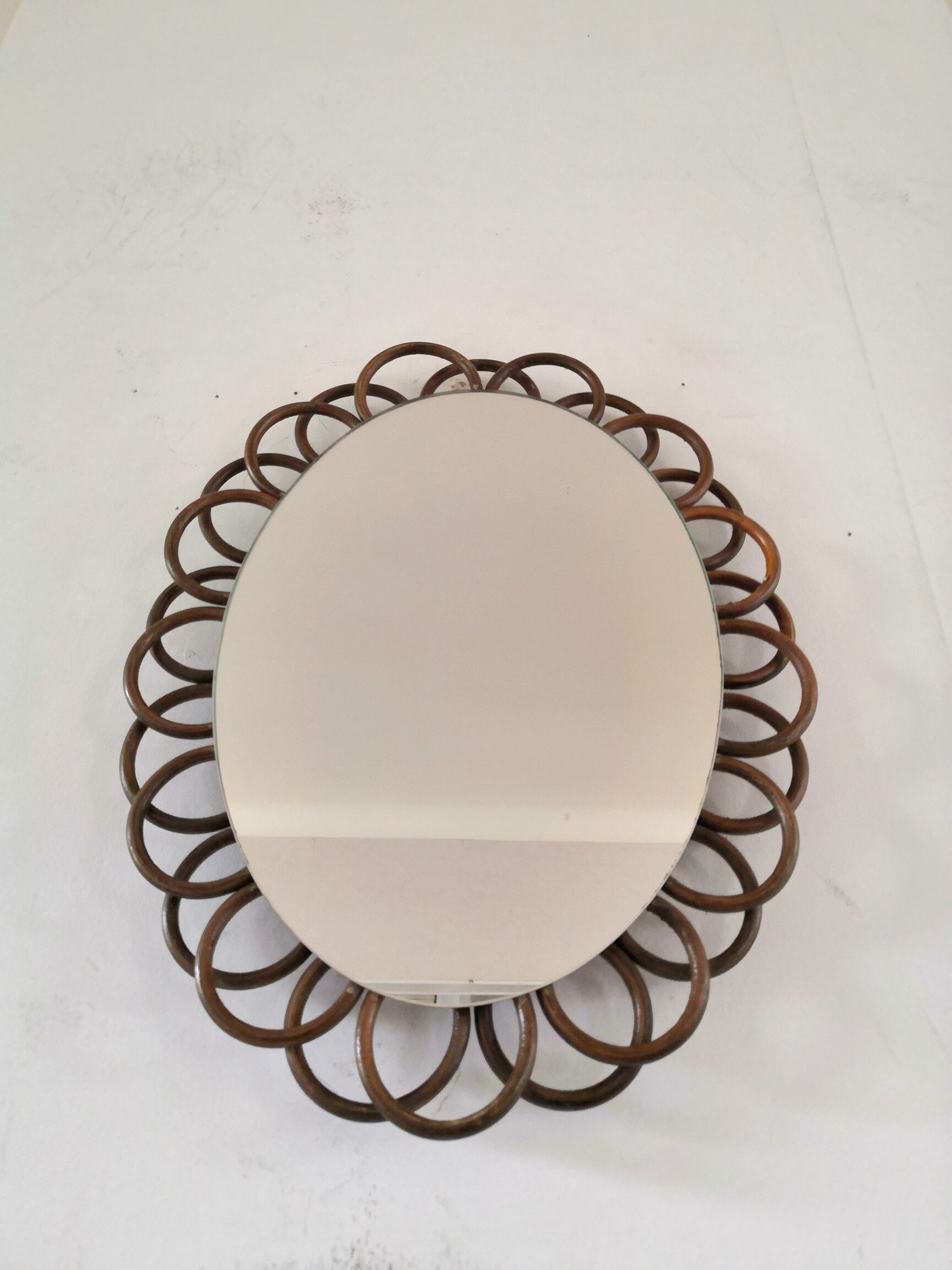 Vintage rattan mirror 60s