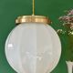 XL vintage globe pendant light in white opaline glass