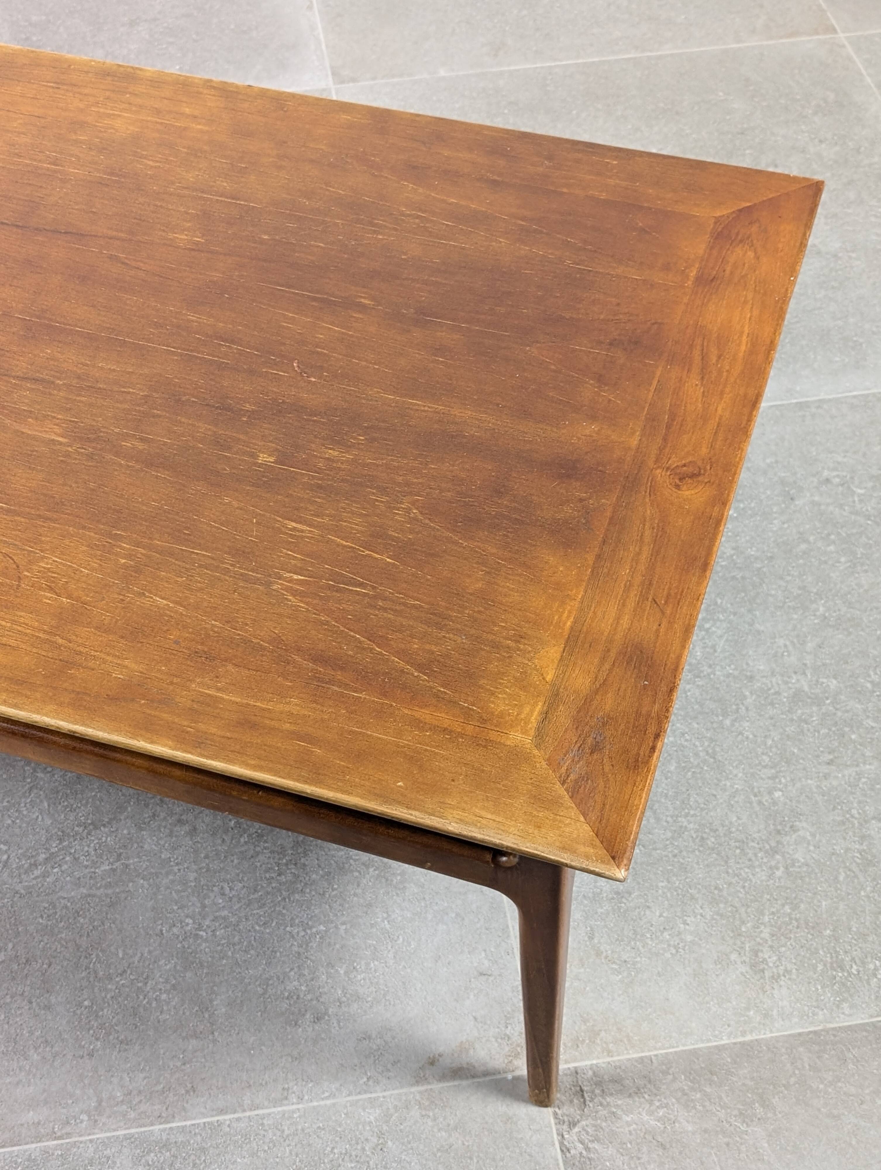 Scandinavian Modern Large Danish Teak Coffee Table 1950s