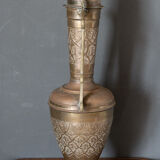 Oriental ewer in brass or copper with handle mid-twentieth