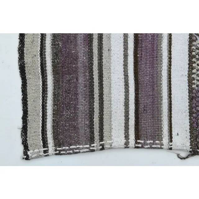 1970s Vintage Turkish Oushak Handmade Wool Cotton Purple Runner Rug 155x186
