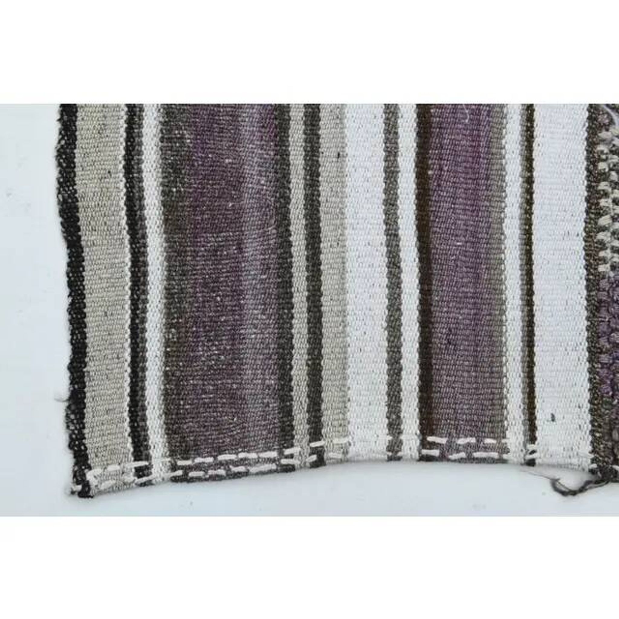 1970s Vintage Turkish Oushak Handmade Wool Cotton Purple Runner Rug 155x186