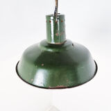 Vintage dark green enamel industrial pendant lights, 1960s