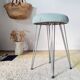Vintage 1950s stool, metal tapered legs and velvet.