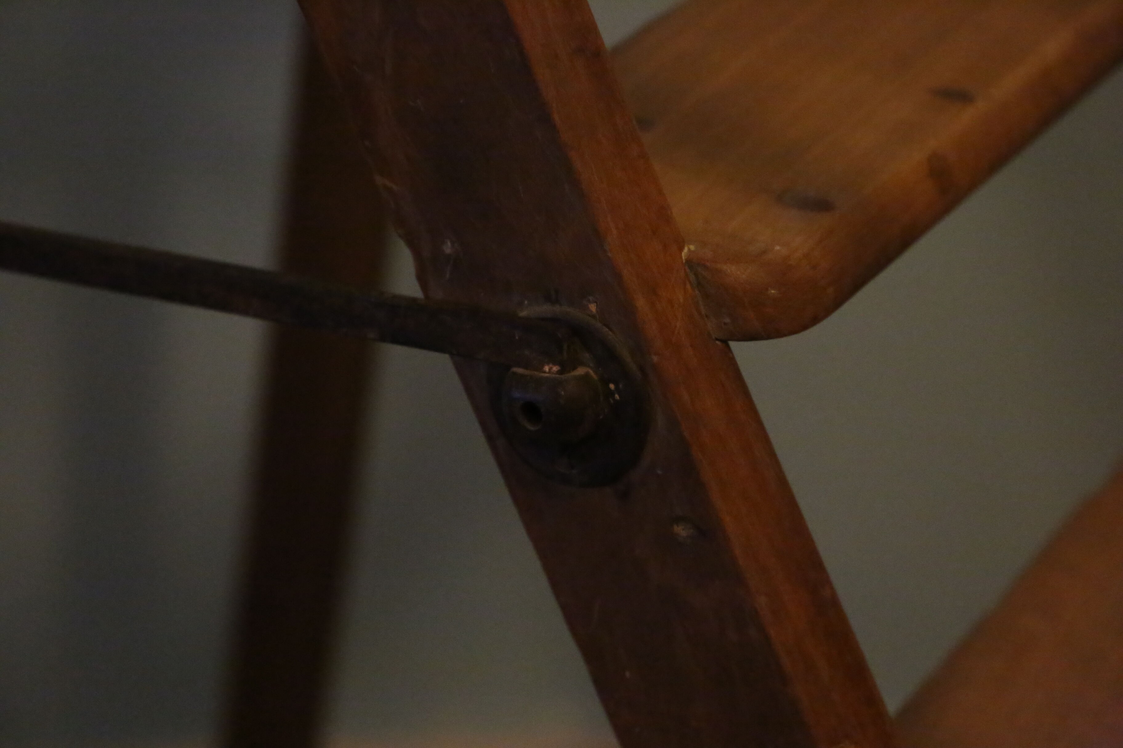 Old wooden stepladder with bodyguards