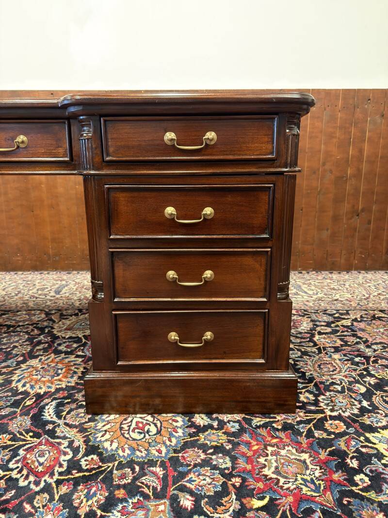Classic English Desk with Green Inlay