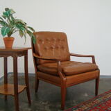 Fauteuil chesterfield en cuir vintage