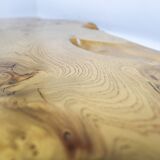 'Floating' mid-century Italian burr elm coffee table on Lucite blocks