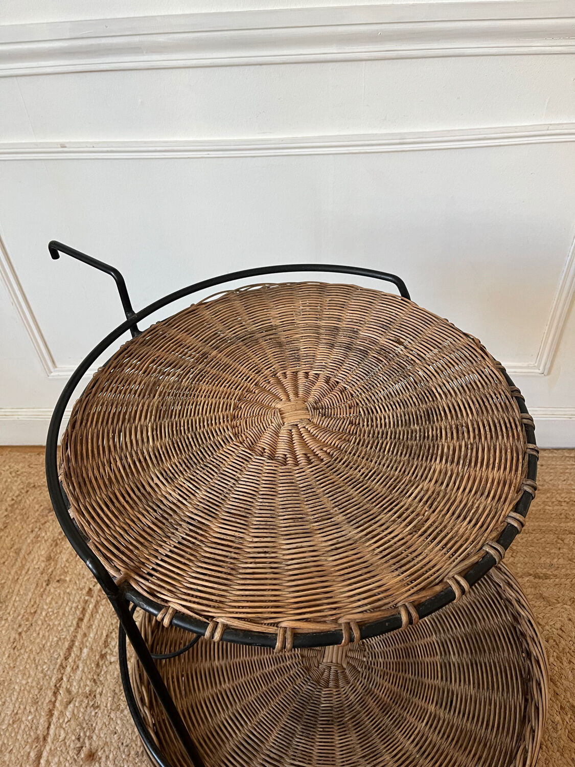 Metal and rattan dessert table Raoul Guys for Airborne 1950