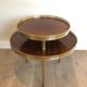 Tripod gueridon in neoclassical style made of mahogany, brass, and a golden metal base.