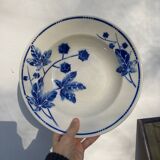 Blue earthenware salad bowl Moulin des loups