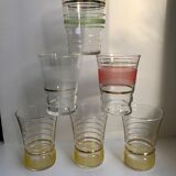 ensemble de 6 verres à eau granité colorés années 1960