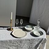 Set of 8 antique turquoise deep plates with a gold rim D22.5