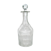 Old-time bistrot crystal carafe cut with flat ribs 1900