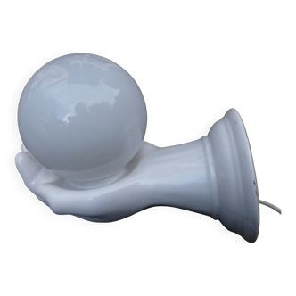 Vintage white ceramic wall light from the 70s