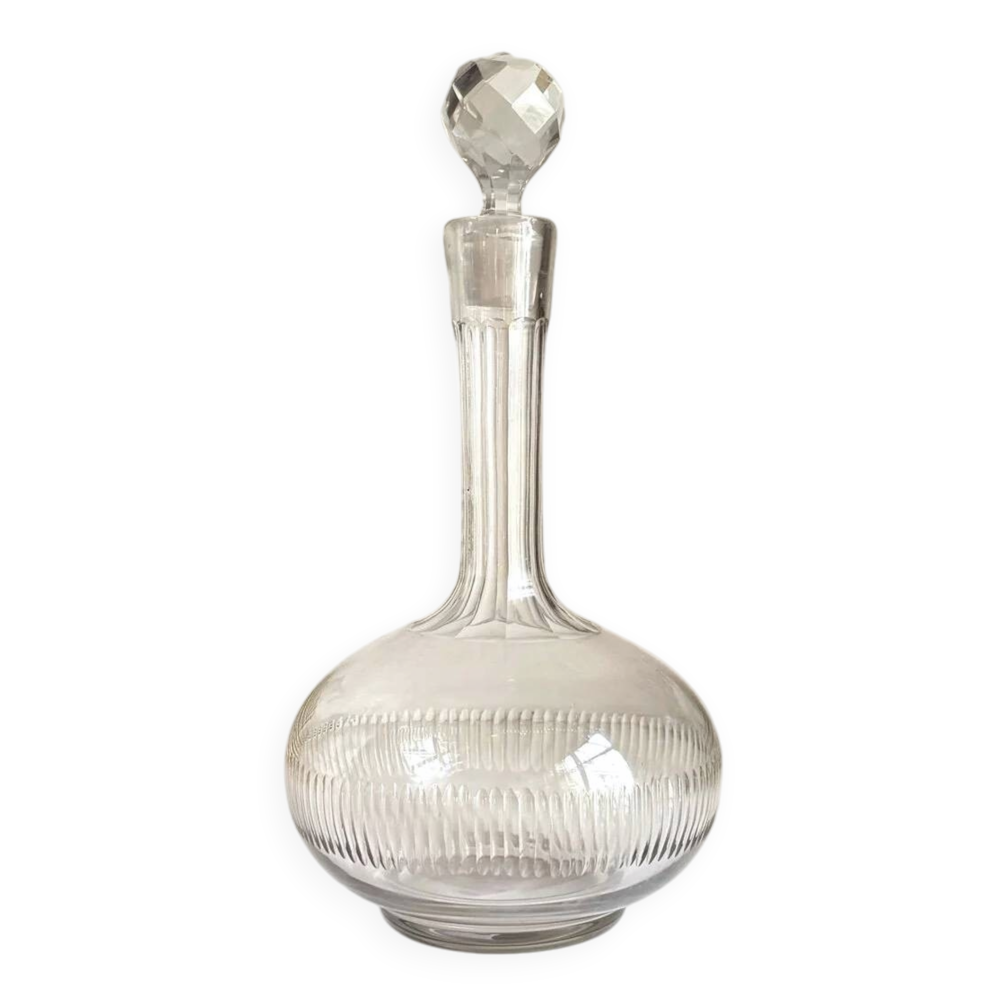 Chiseled glass liqueur carafe