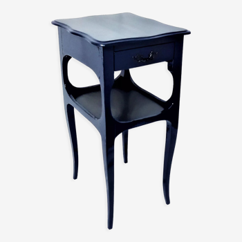 Table d’appoint en bleu et noir avec pied galbées