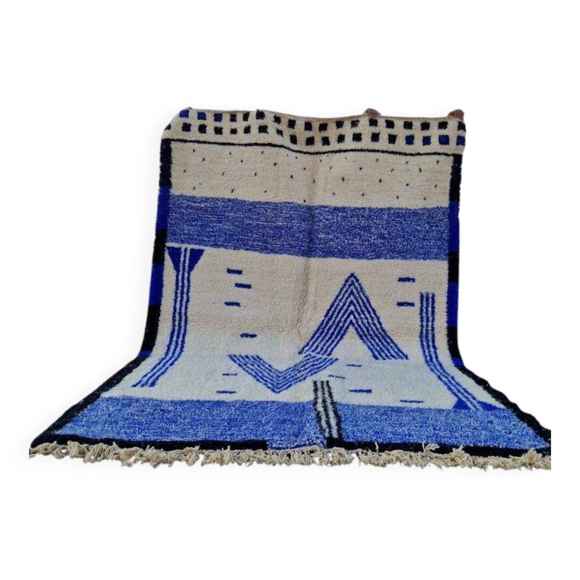 Handmade pure wool Berber rug, size 2/3 m.