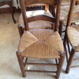 Set of 6 chairs in wood and straw