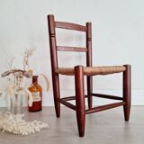 Mini wooden and straw chair - brutalist look