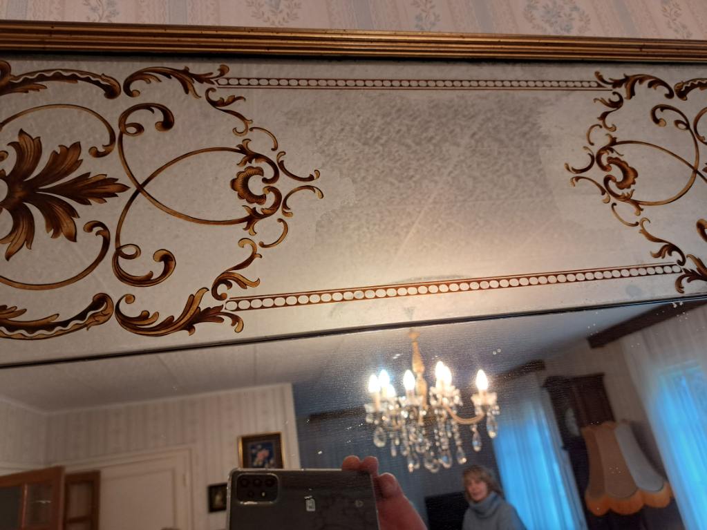 Bistro mirror - brasserie glass eglomisé, 202x102 cm